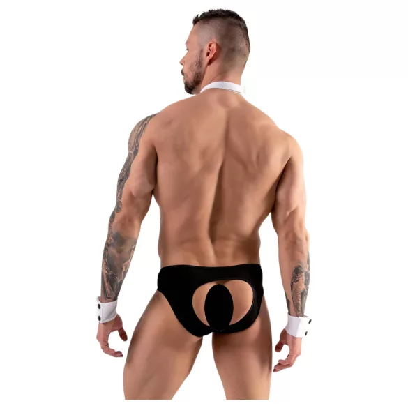 Svenjoyment - costum tanga bărbați chelner - negru-alb - L