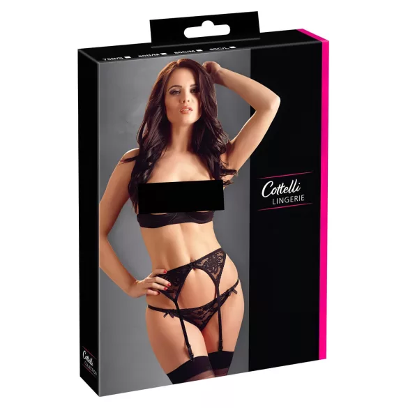 Cottelli - Set erotic 3 piese - negru - 85C/L