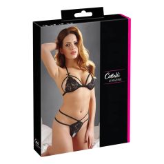 Cottelli - Set lenjerie deschis cu dantelă - negru - L
