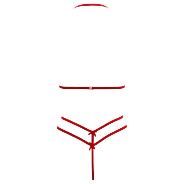 Cottelli - set lenjerie dantelă deschisă - sutien și chiloț - roșu - M