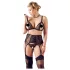 Cottelli Plus Size - Set lenjerie sexy dantelă - negru - XXXXL