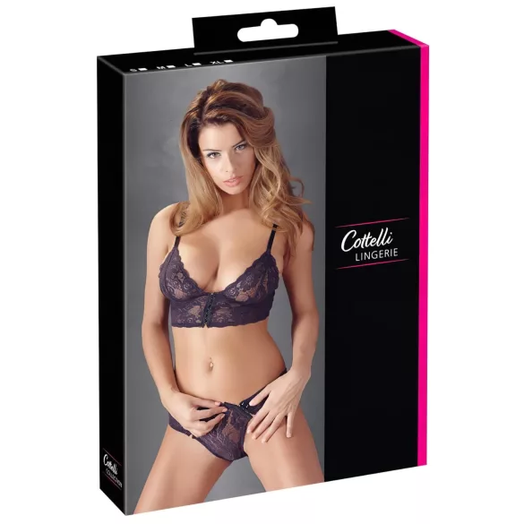 Cottelli - Set lenjerie sutien dantelă florală - mov - XL
