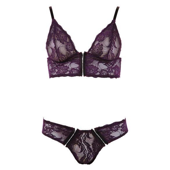 Cottelli - Set lenjerie sutien dantelă florală - mov - XL