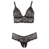 Cottelli Plus Size - set lenjerie dantelă - sutien și chilot - negru - XXL