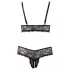 Cottelli Plus Size - set lenjerie dantelă - sutien și chilot - negru - XXL