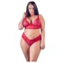 Cottelli Plus Size - set lenjerie sutien dantelă moale - roșu