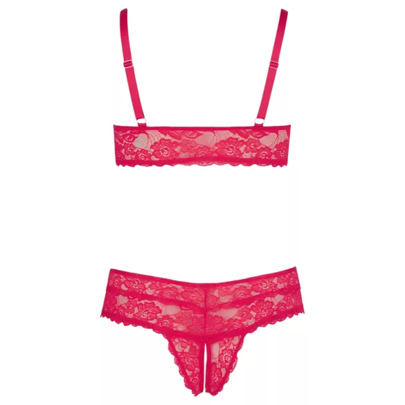Cottelli Plus Size - set lenjerie sutien dantelă moale - roșu