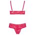 Set lenjerie Cottelli Plus Size din dantelă roșie, mărime mare.