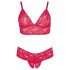 Set lenjerie Cottelli Plus Size din dantelă roșie, mărime mare. - 2XL