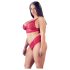 Cottelli Plus Size - set lenjerie sutien dantelă moale - roșu - 3XL