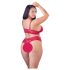Cottelli Plus Size - set lenjerie sutien dantelă moale - roșu - 4XL