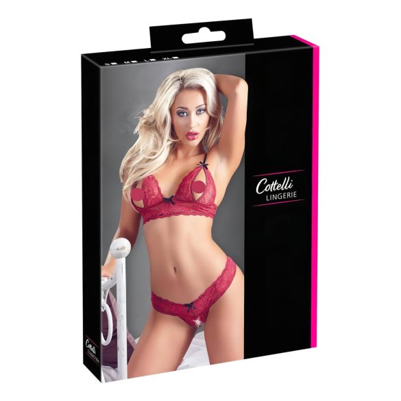Cottelli - Set senzual de sutien din dantelă (roșu) - L