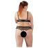 Cottelli Plus Size - set lenjerie cu sutien cu perle - negru - 2XL