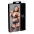 Cottelli Bondage - set lenjerie lucioasă dantelată (4 piese)