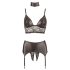 Cottelli Bondage - set lenjerie lucioasă dantelată (4 piese)