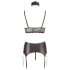 Cottelli Bondage - set lenjerie lucioasă dantelată (4 piese) - L