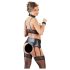 Cottelli Bondage - set lenjerie lucioasă dantelată (4 piese) - XL