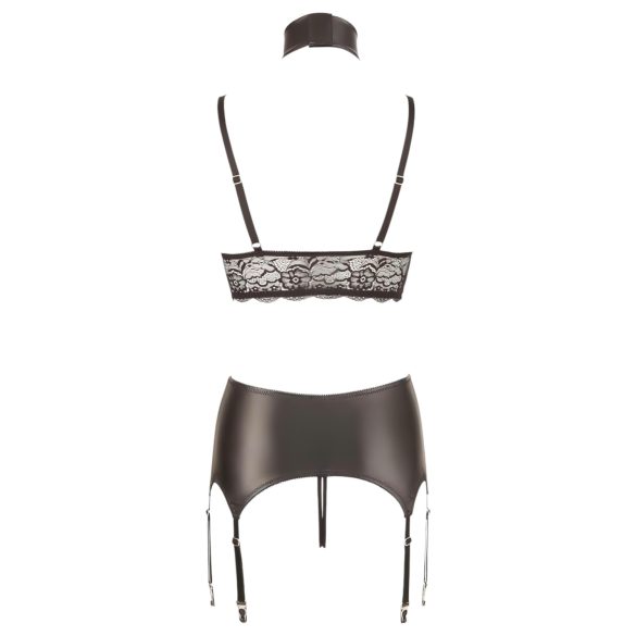 Cottelli Bondage - set lenjerie sexy din dantelă lucioasă 4 piese - XL