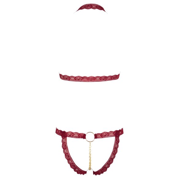 Cottelli - set chilot și sutien cu inele metalice - roșu