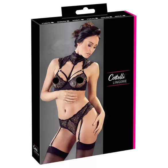 Cottelli - set sutien dantelat cu guler (negru) - 75C/S