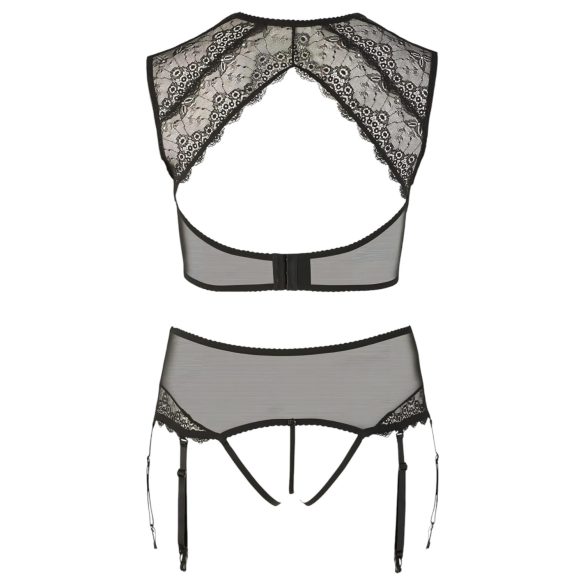 Cottelli Plus Size - set lenjerie cu dantelă și strasuri - negru