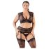 Cottelli Plus Size - set lenjerie cu dantelă și strasuri - negru - 3XL