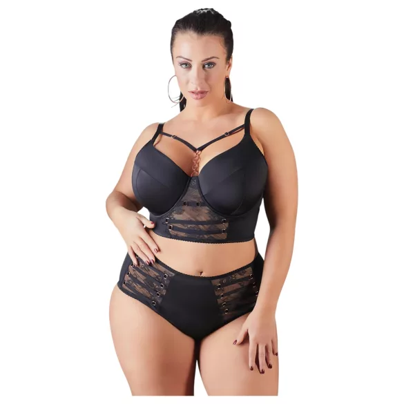Cottelli Plus Size - sutien cu dantelă și bretele (negru)