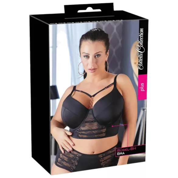 Cottelli Plus Size - sutien cu dantelă și bretele (negru) - 95F