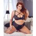 Cottelli Plus Size - Sutien și chiloți cu bretele încrucișate (negru) - 85E/L