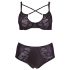 Cottelli Plus Size - Sutien și chiloți cu bretele încrucișate (negru) - 85E/L