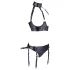 Cottelli Bondage - set bustier lucios cu cătușe - negru