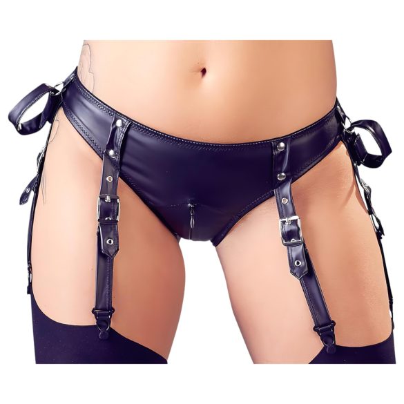 Cottelli Bondage - set bustier lucios cu cătușe - negru - M