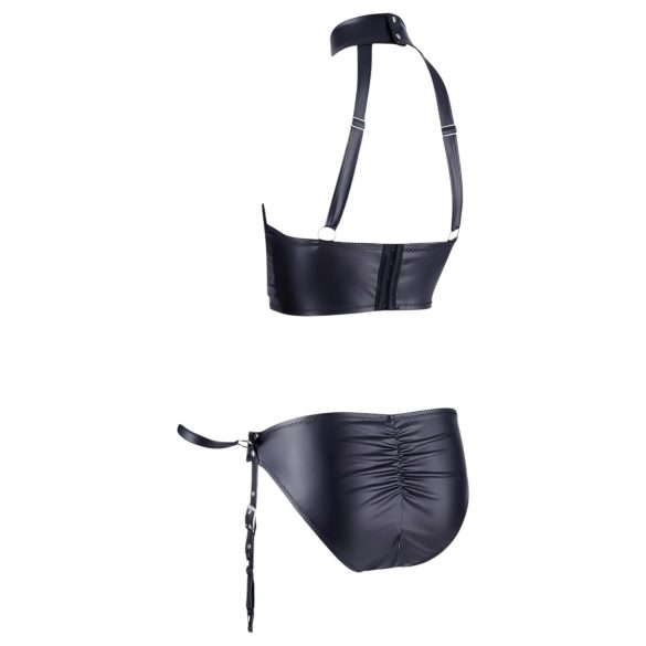 Cottelli Bondage - set bustier lucios cu cătușe - negru - M