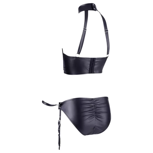 Cottelli Bondage - set bustier lucios cu cătușe - negru - L