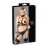 Cottelli Bondage - set lucios cu ridicător de sâni și cătușe (negru) - XL