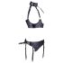 Cottelli Bondage - set lucios cu ridicător de sâni și cătușe (negru) - XL