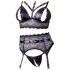 Set sexy Cottelli Bondage din dantelă cu cătușe (negru)