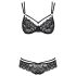 Obsessive - Set lenjerie sexy cu sutien din dantelă cu model floral - negru