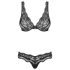Obsessive - set lenjerie sutien cu flori și strasuri - negru