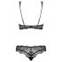 Obsessive - set lenjerie sutien cu flori și strasuri - negru