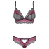 Obsessive Tulia - set de lenjerie dantelată (negru-roz)