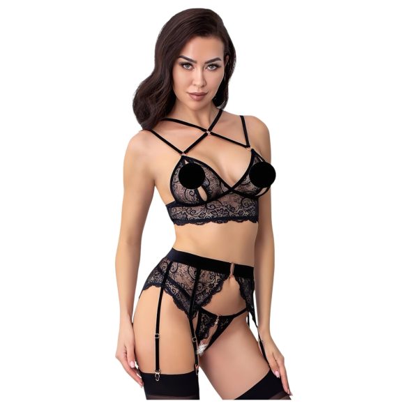 Abierta Fina - set lenjerie sexy din dantelă - negru