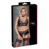 Cottelli Curves - set lenjerie sexy cu efect lucios - negru - 2XL