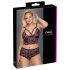 Cottelli Plus Size - Set sutien floral (negru-violet)