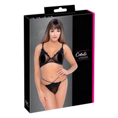 Cottelli - set sutien transparent din dantelă (negru)