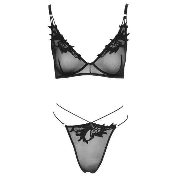 Cottelli - set sutien transparent din dantelă (negru)
