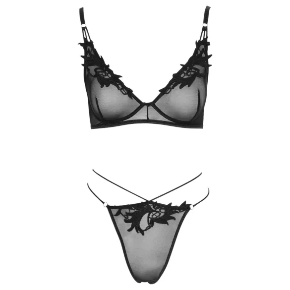 Cottelli - set sutien transparent din dantelă (negru) - M