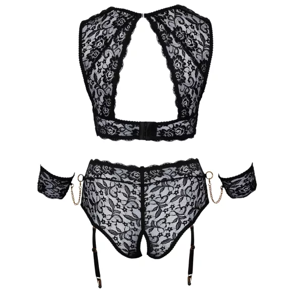 Cottelli Bondage Plus Size - set sutien dantelă (negru)