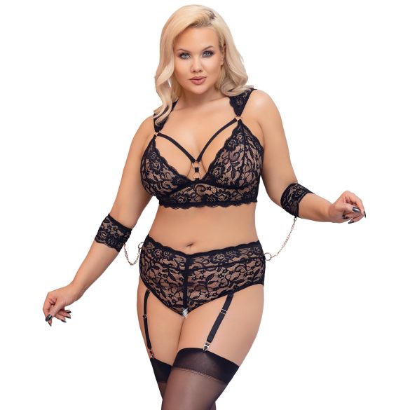 Cottelli Bondage Plus Size - set sutien dantelă (negru) - 4XL