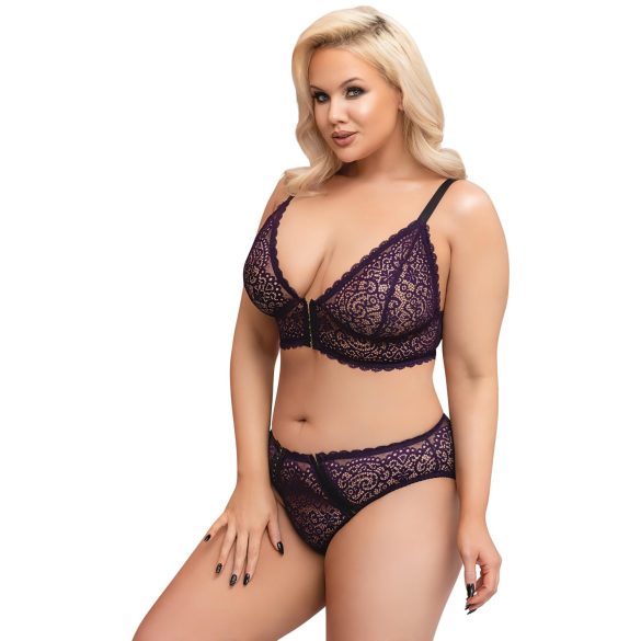 Cottelli Plus Size - Set sutien transparent cu model (mov)